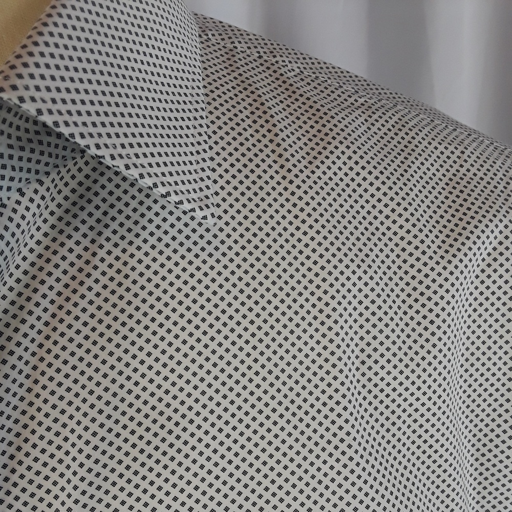 John Varvatos Shirt 17 34/35 Salt/Pepper Diamonds